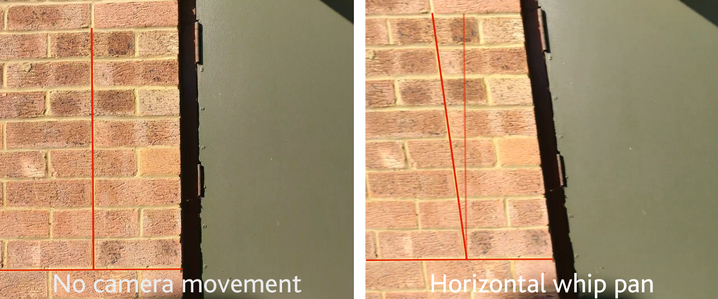 side by side image showing rolling shutter