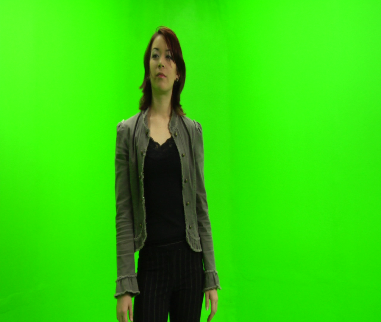 image of a women against a green screen