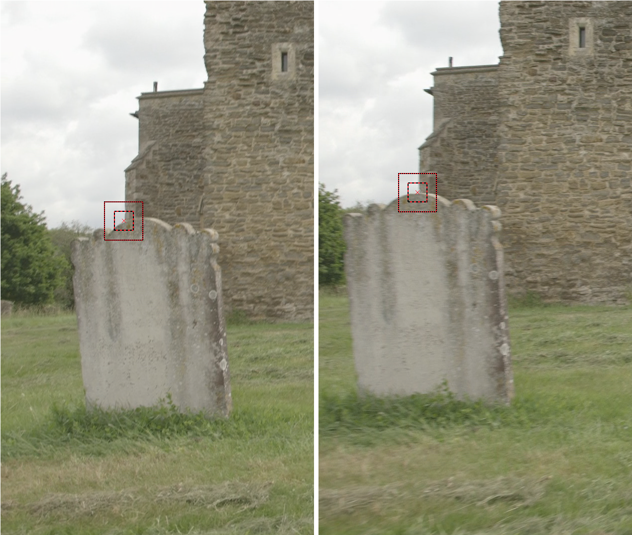 a side by side image showing false corners