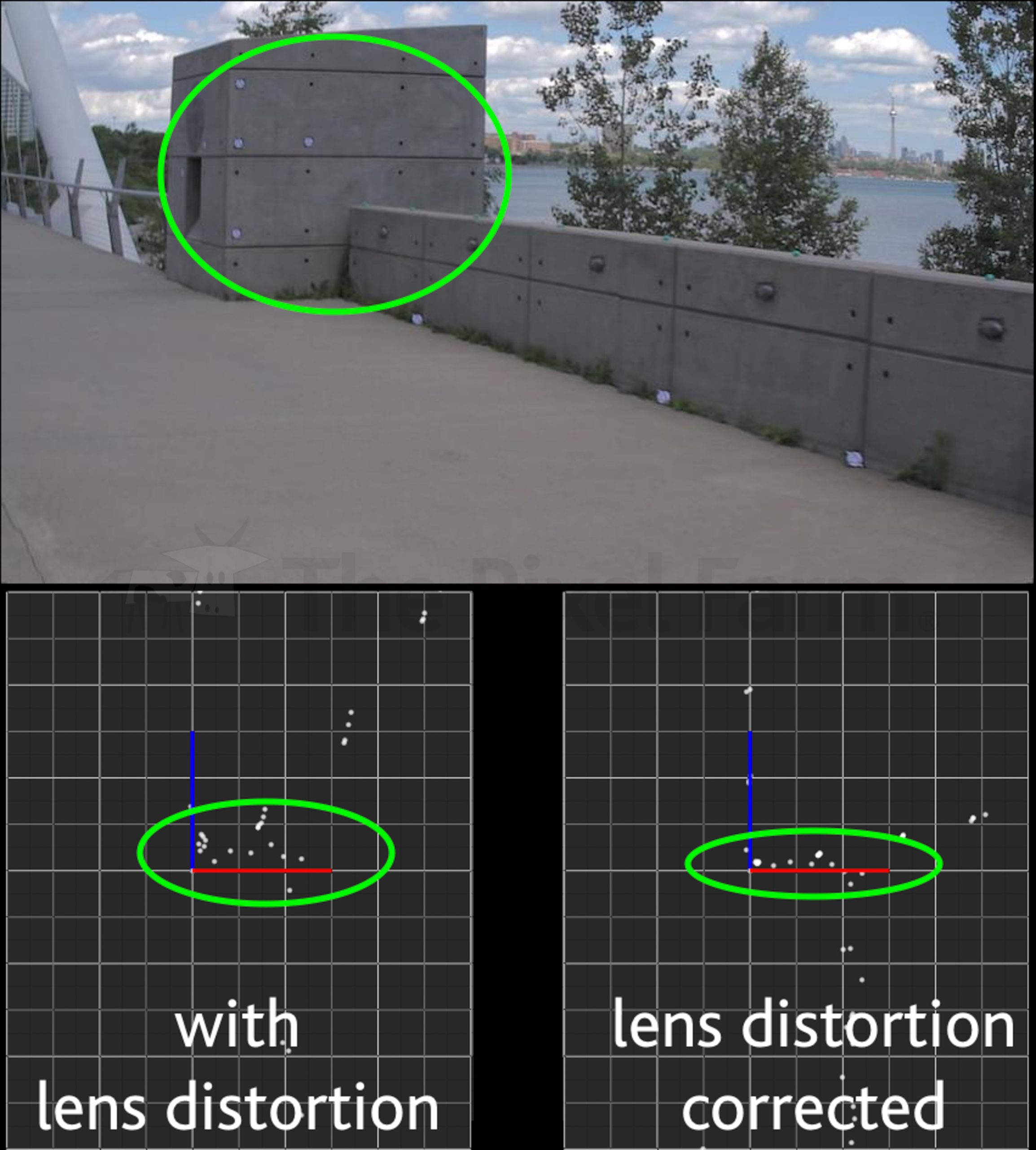 real world example of distortion in a camera solve